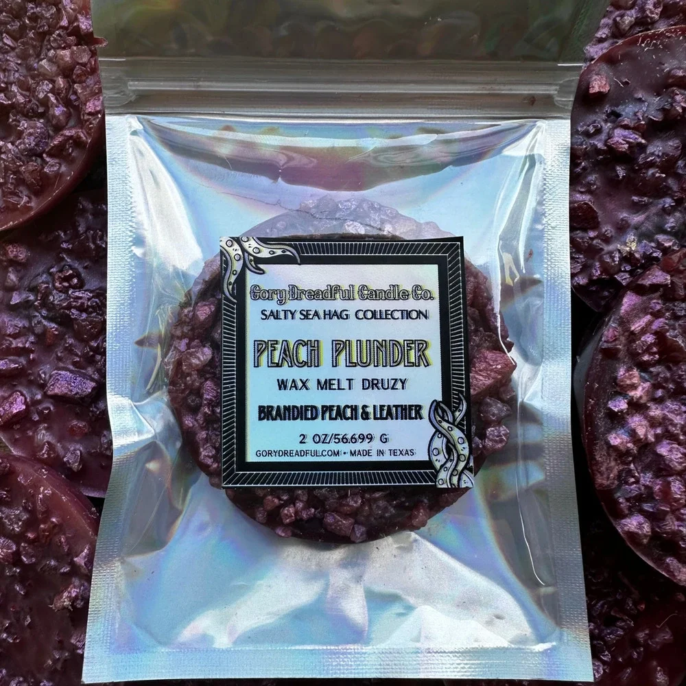 Peach Plunder Wax Melt Druzy - Brandied Peach & Leather Scent